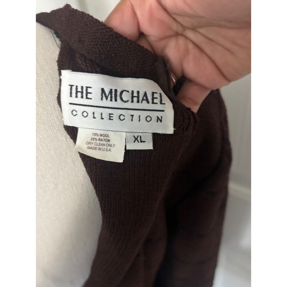 The Michael Collection Knit Dress Plaid Gold Button Front XL 75% wool - Picture 4 of 5